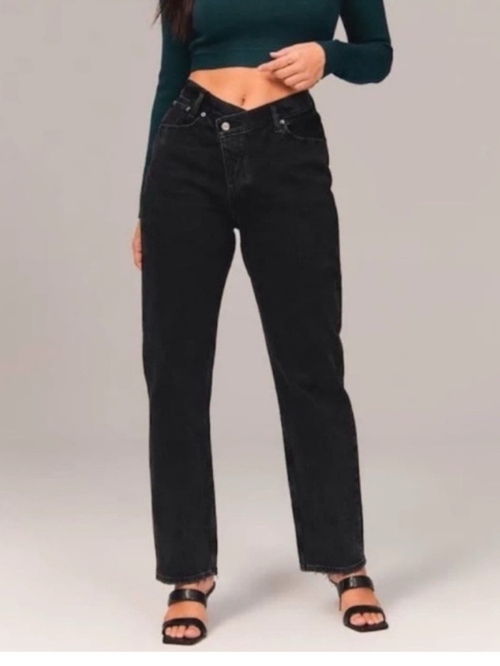 Abercrombie & Fitch Curve Love The Dad High Rise Jeans Long Denim Criss Cross 32